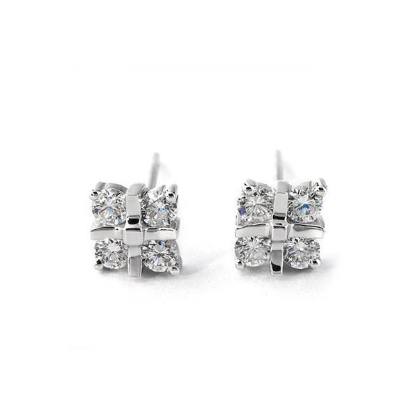 4 Ct Round Brilliant Cut Genuine Diamonds White Gold Ladies Studs Earrings