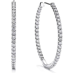 4 Ct Round Brilliant Cut Natural Diamonds Lady Hoop Earrings 14K White Gold