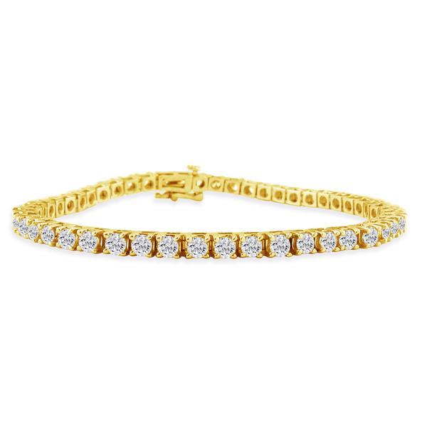 4 Ct Round Cut Real Diamond Tennis Ladies Bracelet Solid Yellow Gold