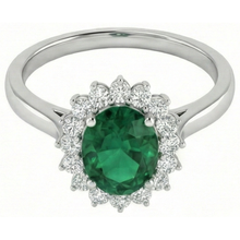 4 Ct. Solitaire With Accent Green Emerald And Natural Earth Mined Diamonds Ring White Gold 14K