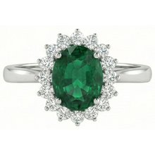 4 Ct. Solitaire With Accent Green Emerald And Natural Earth Mined Diamonds Ring White Gold 14K