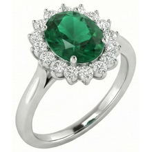 4 Ct. Solitaire With Accent Green Emerald And Natural Earth Mined Diamonds Ring White Gold 14K