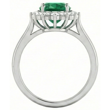 4 Ct. Solitaire With Accent Green Emerald And Natural Earth Mined Diamonds Ring White Gold 14K