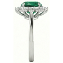 4 Ct. Solitaire With Accent Green Emerald And Natural Earth Mined Diamonds Ring White Gold 14K