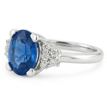 4 Ct Sri Lanka Blue Sapphire And Natural Earth Mined Diamond Ring White Gold 14K