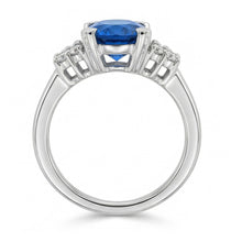 4 Ct Sri Lanka Blue Sapphire And Natural Earth Mined Diamond Ring White Gold 14K