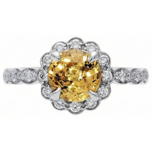 4 Ct Yellow Sapphire And Natural Earth Mined Diamonds Ring White Gold 14K
