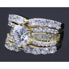4 Piece Real Diamond Wedding Bridal Ring Set