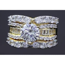 4 Piece Real Diamond Wedding Bridal Ring Set