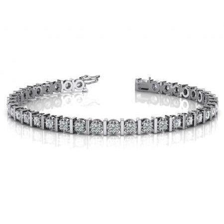 4 Prong Set Round Natural Diamond Tennis Bracelet Gold White 8 Carats