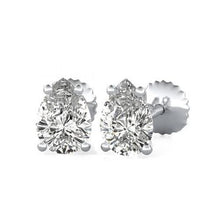 4 Prong Setting Pear Cut Genuine Diamond Stud Earring Solid White Gold 2 Ct.