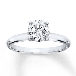 4 Prong Setting Solitaire Round Real Diamond Ring 1.50 Ct White Gold 14K