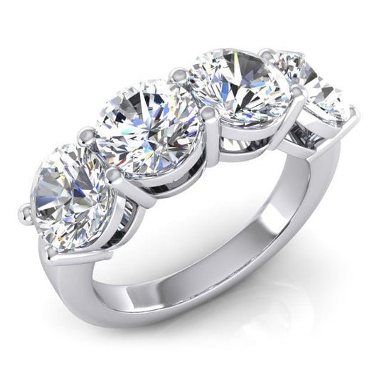4 Stone Round Natural Earth Mined Diamond Ring