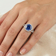 4.51 Ct Round Ceylon Sapphire And Natural Earth Mined DIAMOND ( NOT LAB GROWN )s Ring White Gold 14K