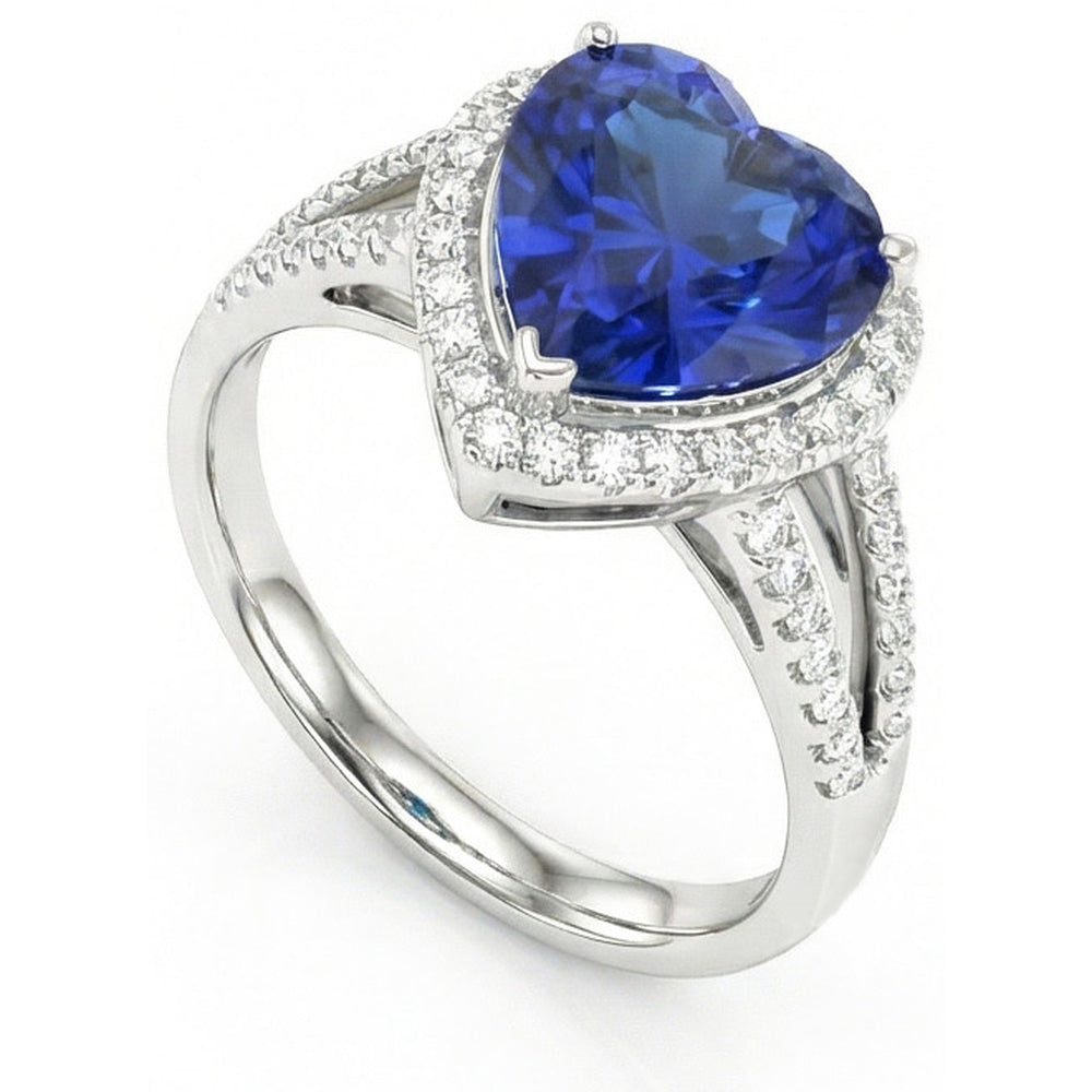 4.60 Ct Ceylon Blue Sapphire Natural Earth Mined DIAMOND ( NOT LAB GROWN )s Ring White Gold 14K