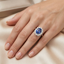 4.60 Ct Sri Lankan Sapphire And Natural Earth Mined DIAMOND ( NOT LAB GROWN )s Ring 14K White Gold