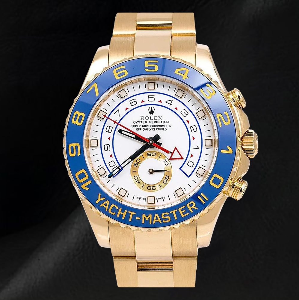 Rolex Yacht Master II 116688 White Dial 44mm Blue Ceramic Bezel Yellow Gold Watch 18K