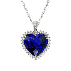 Luxury Royal Blue Sapphire Stone Pendant Necklace – 3 ct 14K