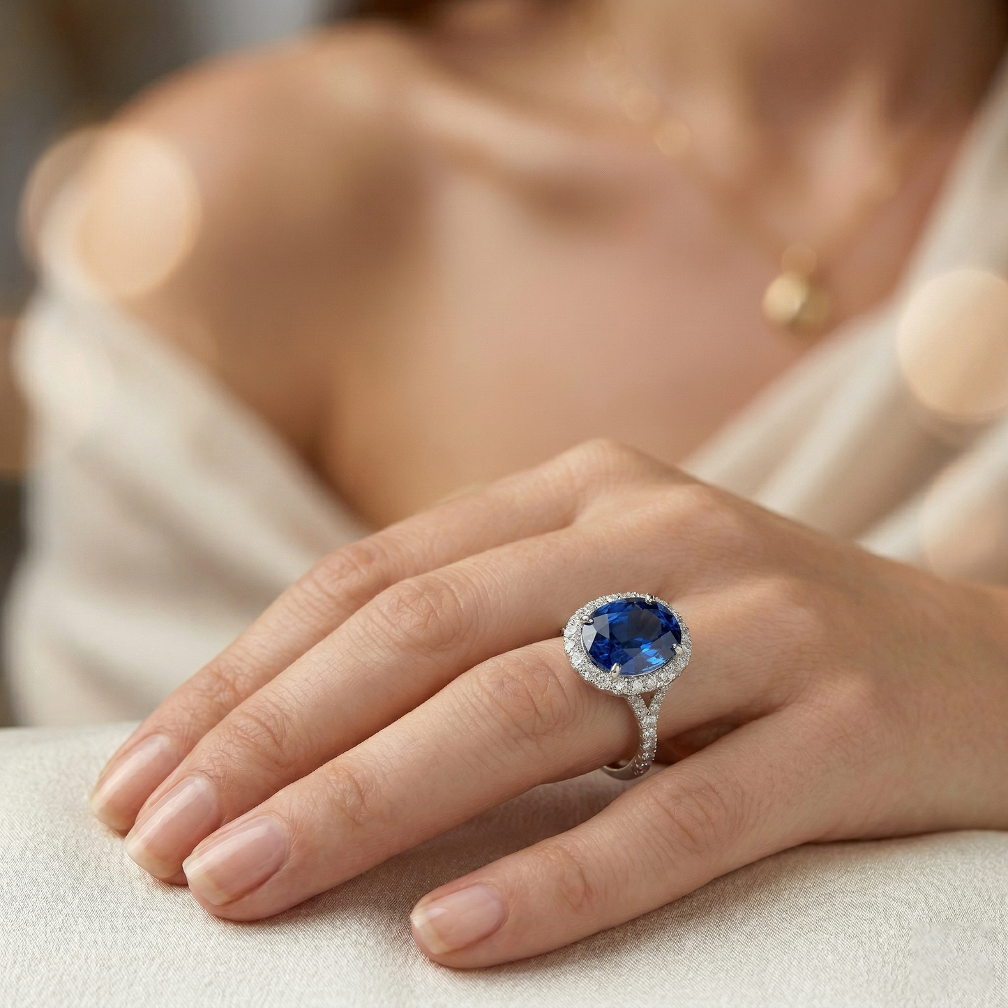 4 Carats Sri Lankan Sapphire Natural Earth Mined DIAMOND ( NOT LAB GROWN )s Ring Prong Set White Gold 14K