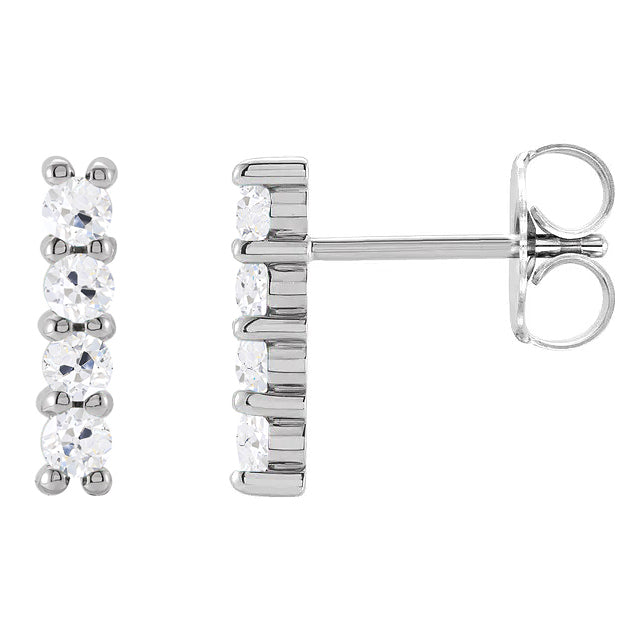 Fine Diamond Antique Cushion Drop Earrings in 14K White Gold – main view
