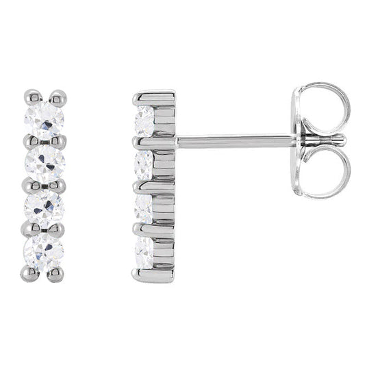 Fine Diamond Antique Cushion Drop Earrings in 14K White Gold – main view