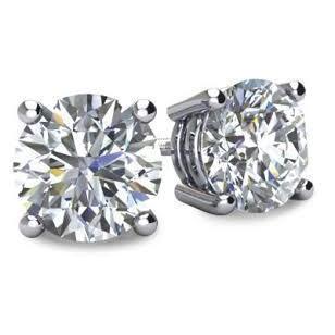 4.00 Carats Genuine Diamonds Studs Earrings Gold White 14K