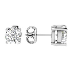 4.00 Carats Prong Set Genuine Diamonds Lady Stud Earrings White Gold 14K
