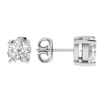 4.00 Carats Prong Set Genuine Diamonds Lady Stud Earrings White Gold 14K