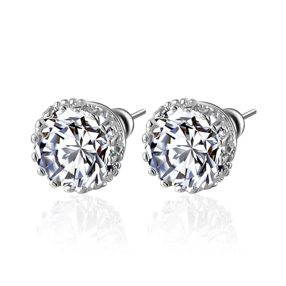 4.00 Carats Round Cut Natural Diamonds Lady Studs Earrings