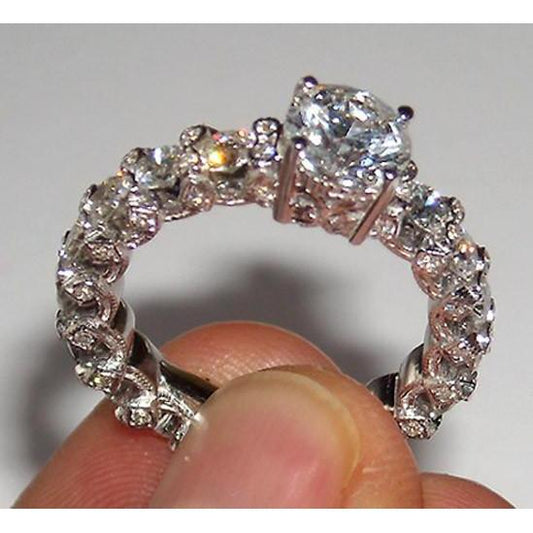 4.01 Carats Natural Diamond Engagement Ring White Gold 14K