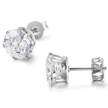 4.02 Carats Prong Set Sparkling Genuine Diamonds Studs Earrings White Gold