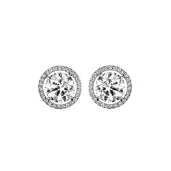 4.04 Carats Gorgeous Round Cut Real Diamond Stud Halo Earrings Gold White 14K