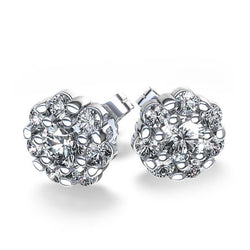 4.10 Carats Gorgeous Round Cut Real Diamonds Stud Earrings White Gold Halo