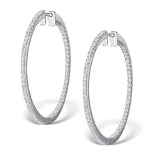 4.10 Carats Round Real Brilliant Cut Diamonds Women Hoop Earrings Gold