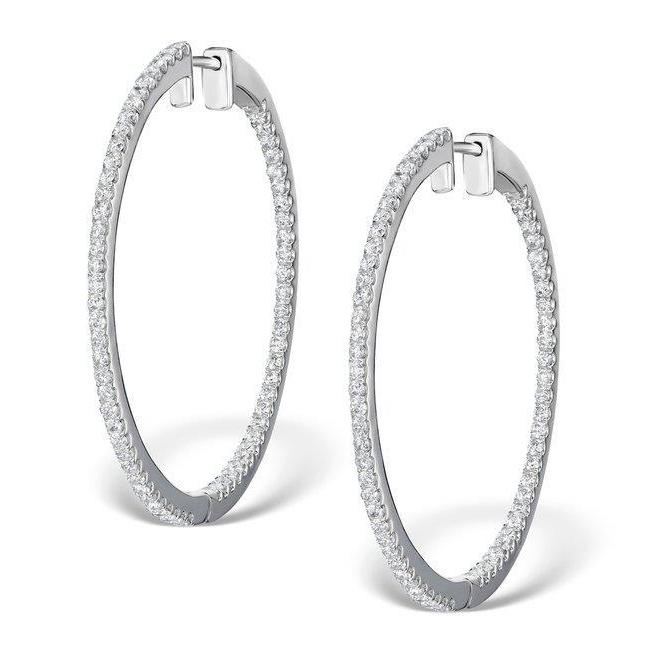 4.10 Carats Round Real Brilliant Cut Diamonds Women Hoop Earrings Gold