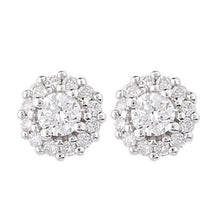 4.10 Carats Sparkling Round Genuine Diamond Halo Stud Earrings White Gold 14K