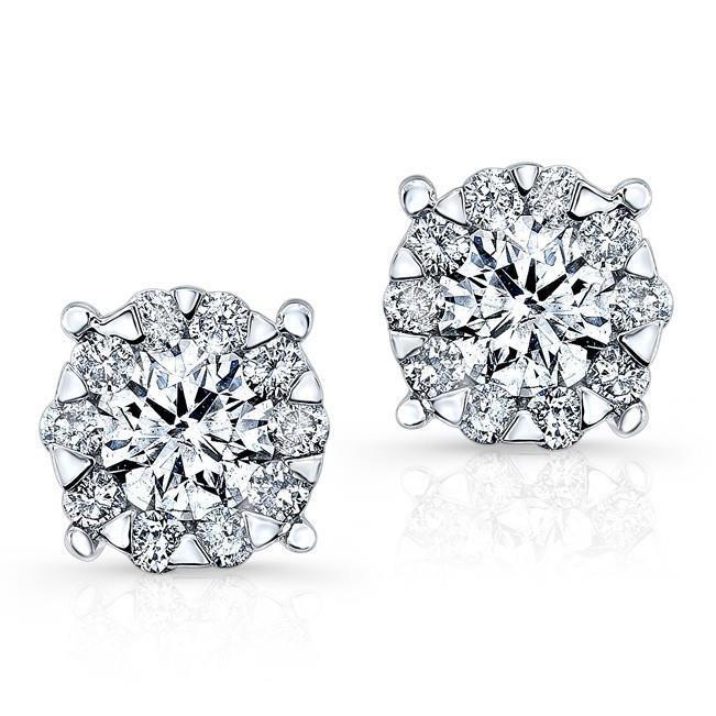 4.10 Ct Brilliant Cut Real Diamonds Women Studs Earrings White Gold 14K