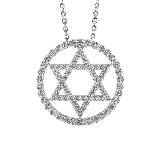 4.10 Ct Round Cut Real Diamonds Circle Star Pendant Necklace