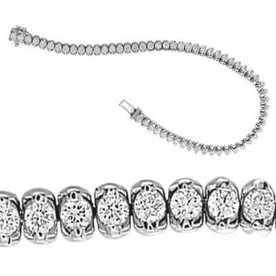 4.2 Carats Round Bar Set Real Diamond Tennis Lady Bracelet Gold 14K White