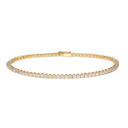 4.20 Carats Brilliant Cut Real Diamonds Tennis Bracelet Yellow Gold 14K