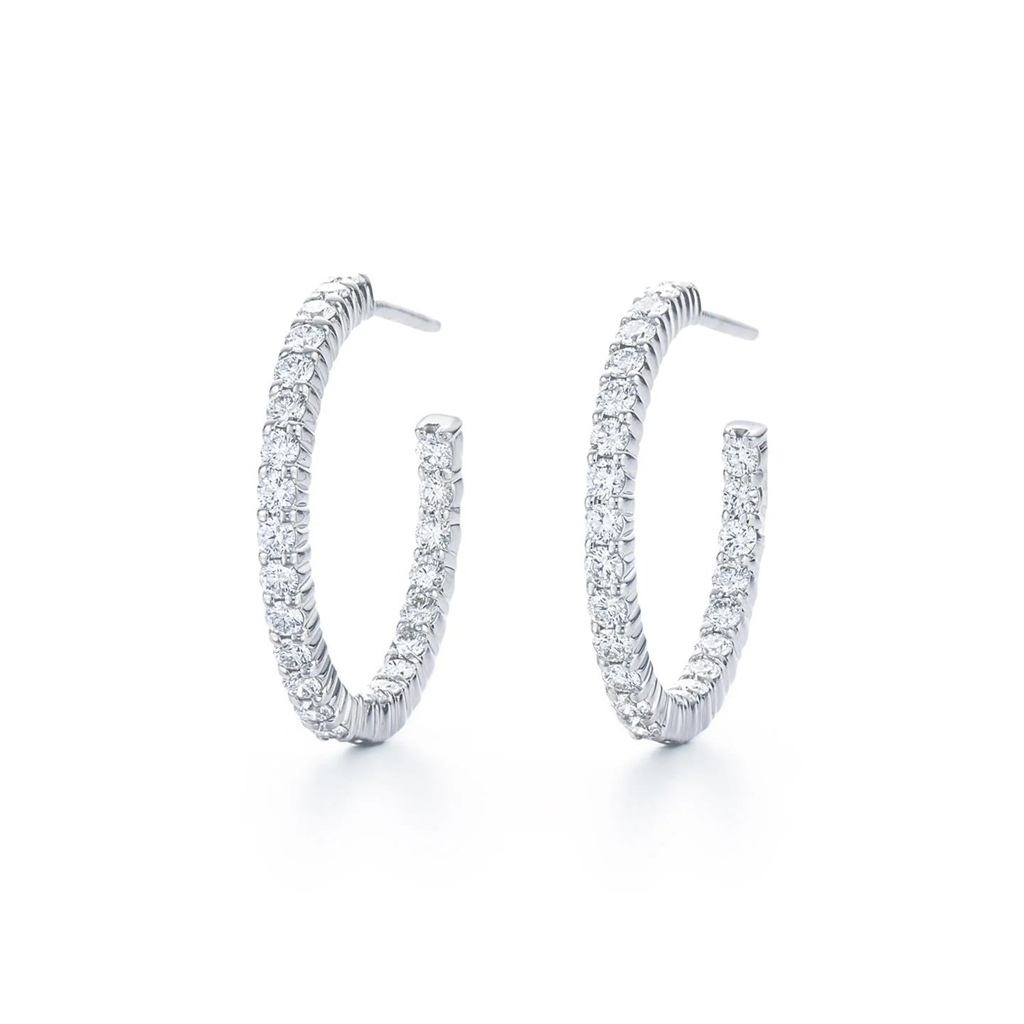 4.20 Carats F Vvs1 Round Cut Real Diamonds Hoop Earrings White Gold 14K