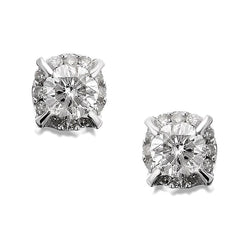 4.20 Carats Round Cut Natural Earth Mined Diamonds Women Stud Earrings White Gold 14K New