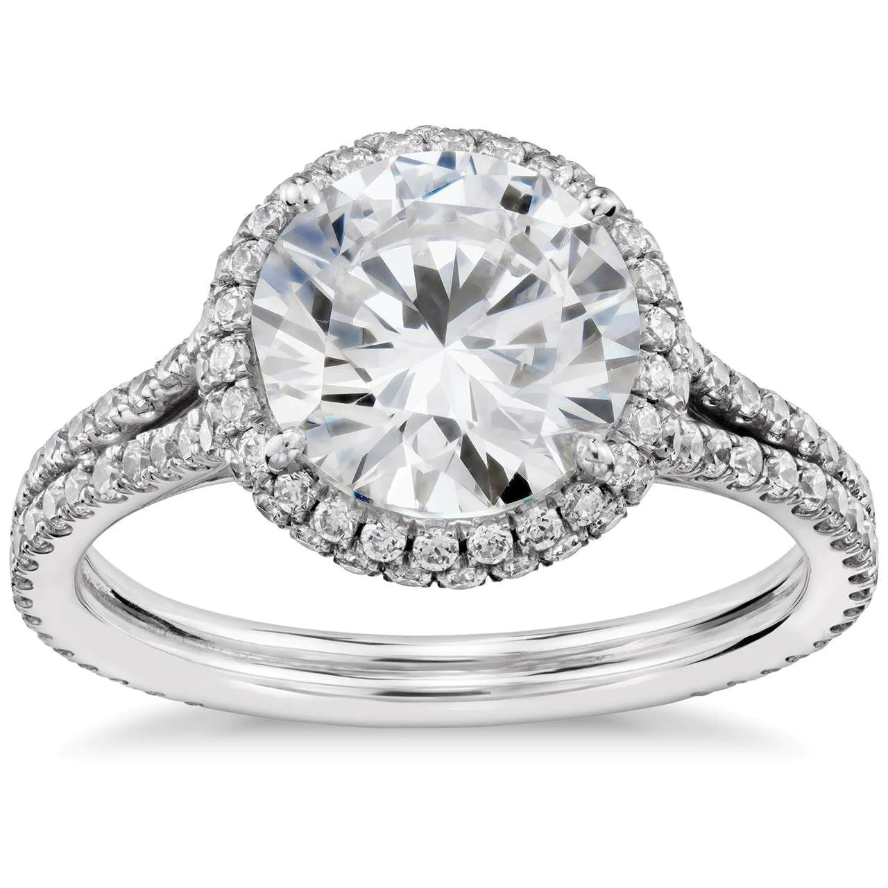 4.23 Carats Round Cut Real Diamond Halo Engagement Ring