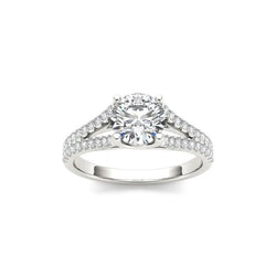 4.25 Ct Real Round Cut Diamond Accented Ring Women White Gold 14K