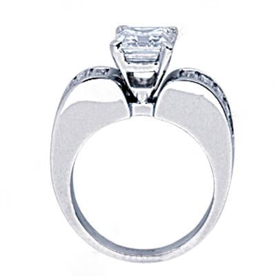 4.25 Cts. Natural Diamond Engagement Ring Emerald Cut Solitaire With Accents