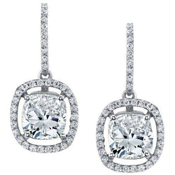 4.30 Carats Sparkling Genuine Diamonds Women Dangle Earrings Gold White 14K