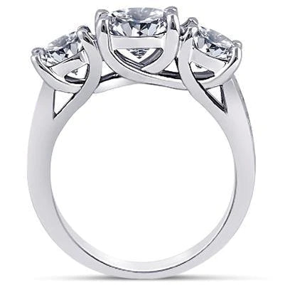 4.31 Carat Round Real Diamonds 3 Stone Style Wedding Anniversary Ring