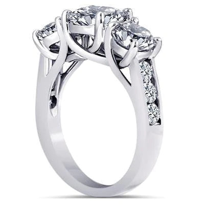 4.31 Carat Round Real Diamonds 3 Stone Style Wedding Anniversary Ring