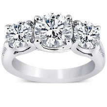 4.31 Carat Round Real Diamonds 3 Stone Style Wedding Anniversary Ring