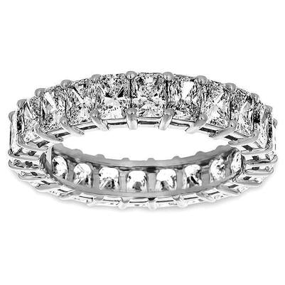 4.40 Carats Princess Cut Natural Diamond Band White Gold Women Jewelry